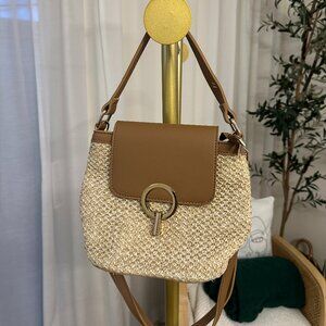 Crossbody Bag - Straw Weave Shoulder Handbag Bucket Bag Mini